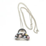 Purse Pendant Set With Enamel And Marcasite, Finished In 925 English Hallmarked Sterling Silver