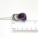 Purse Pendant Set With Purple Enamel And Marcasite, Finished In 925 English Hallmarked Sterling Silver