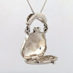 Purse Pendant Set With Purple Enamel And Marcasite, Finished In 925 English Hallmarked Sterling Silver