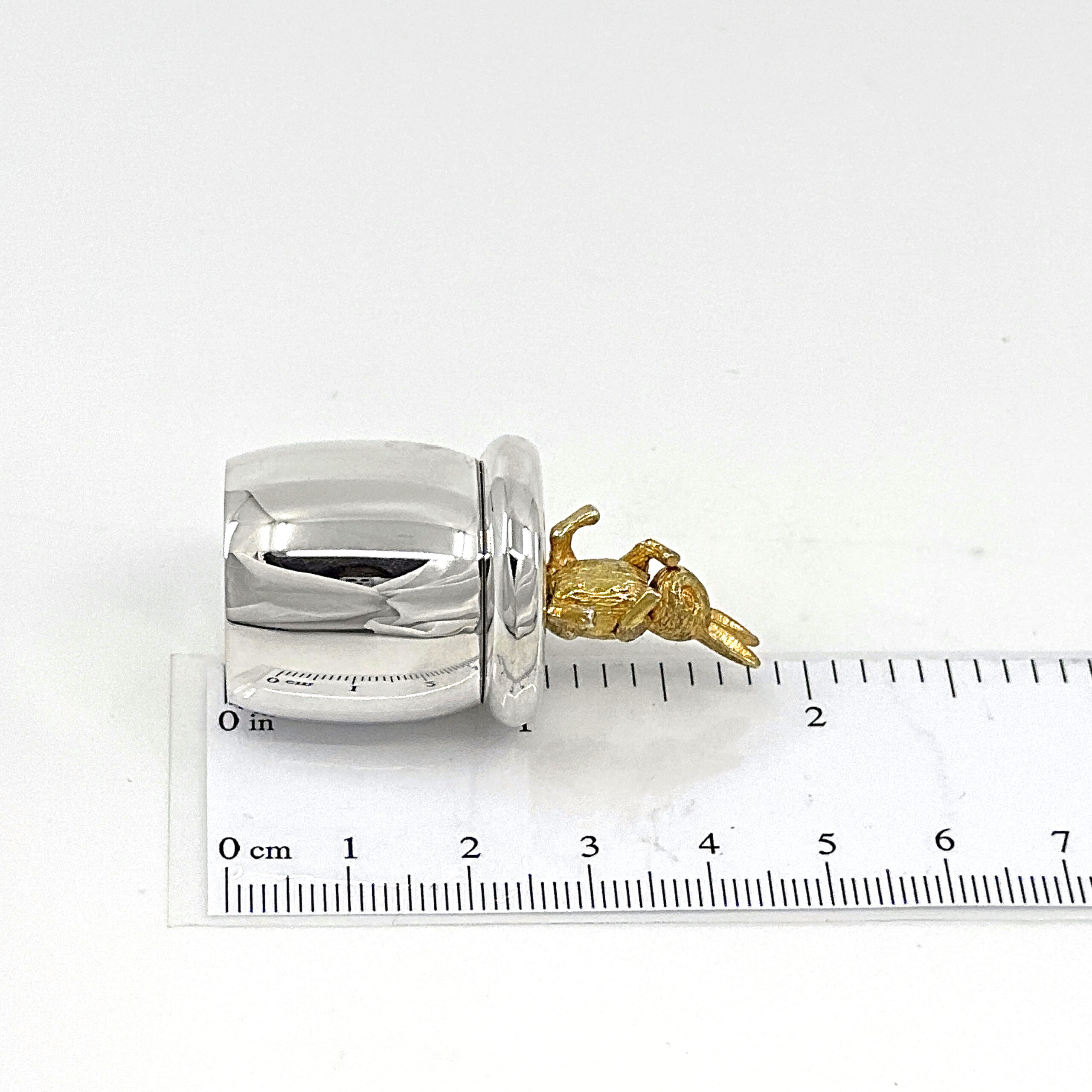 GT1086 (9) Rabbit Tooth Fairy Box Victorian Style With Moving Gold Plated Rabbit Finished In 925 English Hallmarked Sterling Silver