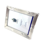 Ribbon And Reed Photo Frame With Mahogany Wooden Back Finished In 925 English Hallmarked Sterling Silver 5 Ribbon And Reed Photo Frame With Mahogany Wooden Back Finished In 925 English Hallmarked Sterling Silver