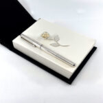 Rings Design Fountain Pen With Engravable Panel Finished In 925 English Hallmarked Sterling Silver