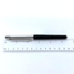 Rollerball Pen With Black Leather And Diamond Set Clip Finished In 925 English Hallmarked Sterling Silver