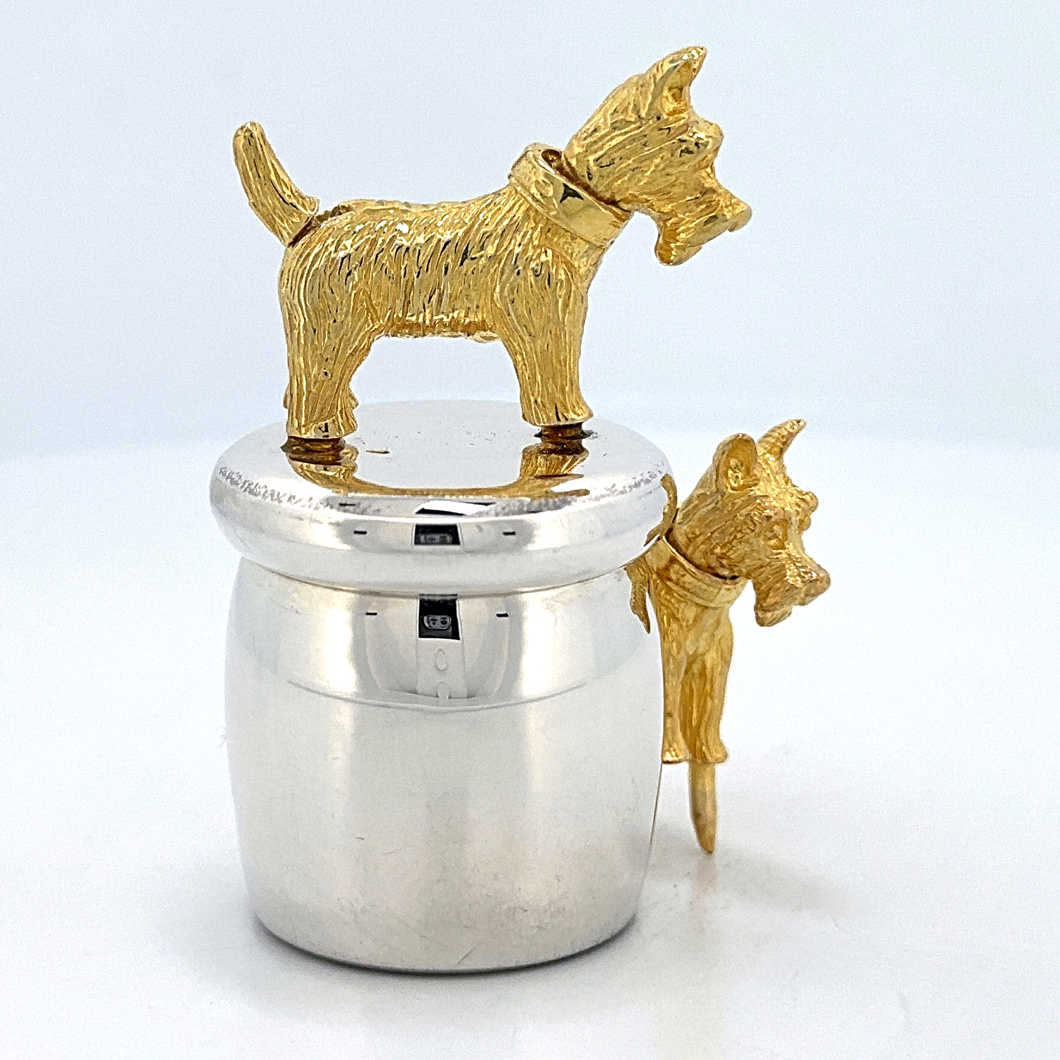 GT2243 (4) Tooth Fairy Box With Gold Plated Moving Scottie Dog Finished In 925 English Hallmarked Sterling Silver