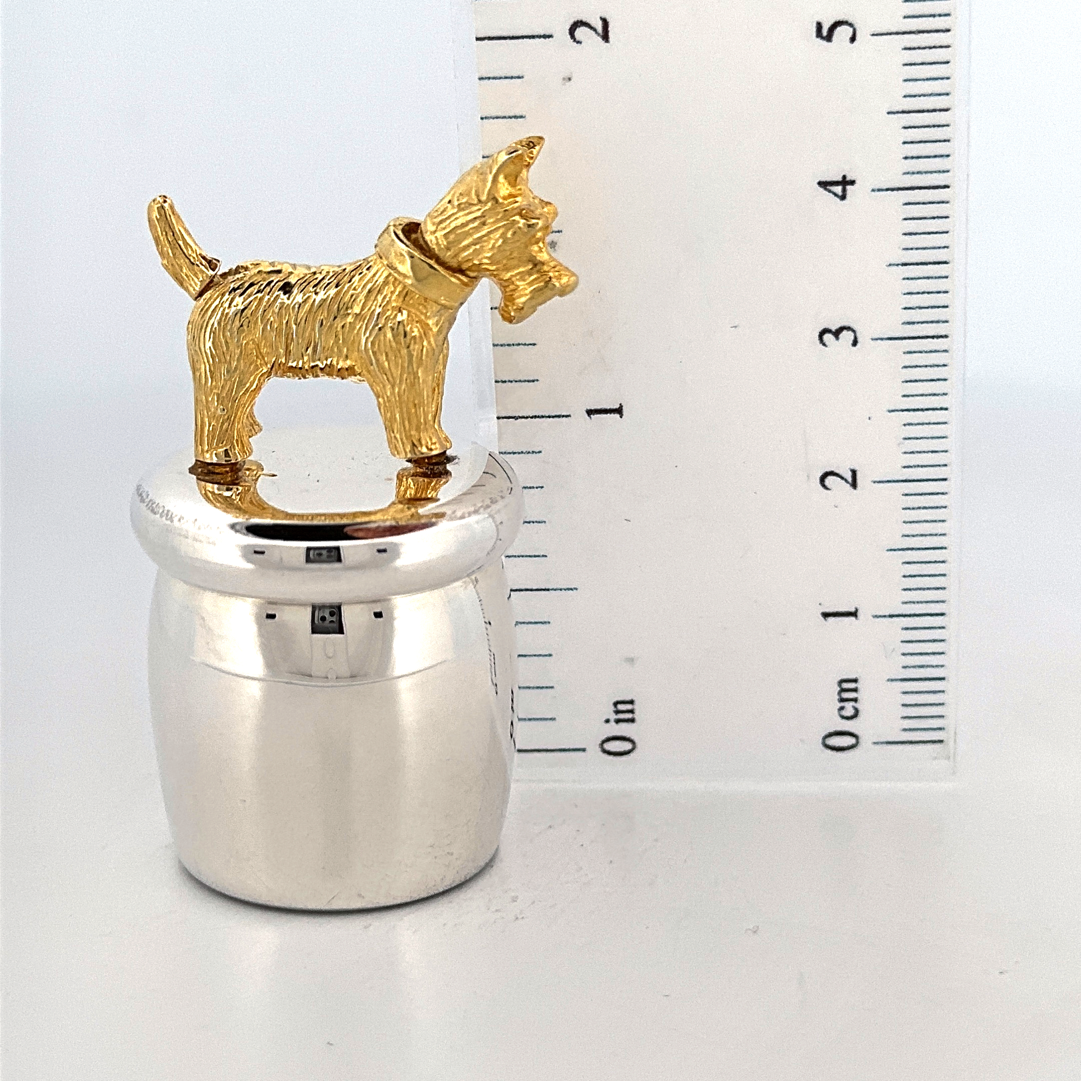 GT2243 (5) Tooth Fairy Box With Gold Plated Moving Scottie Dog Finished In 925 English Hallmarked Sterling Silver