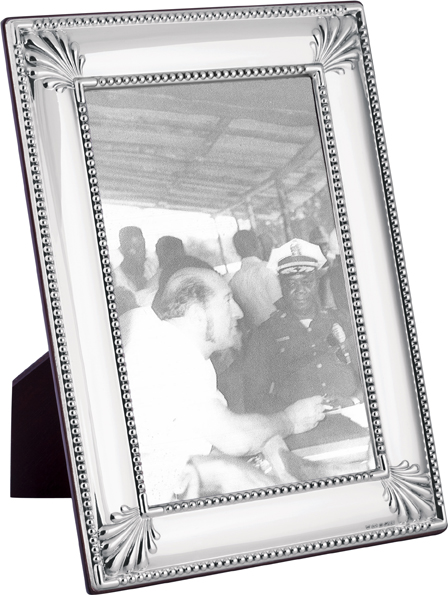 FR711-Sterling-Silve-7x5-Inch-Art-Deco-Style-Photo-Frame (1) Shell And Bead Photo Frame With Mahogany Wooden Back Finished In 925 English Hallmarked Sterling Silver
