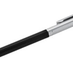 Slim Ballpoint Pen With Black Acrylic Barrel And Engine Turned Finish In 925 English Hallmarked Sterling Silver 1 Slim Ballpoint Pen With Black Acrylic Barrel And Engine Turned Finish In 925 English Hallmarked Sterling Silver