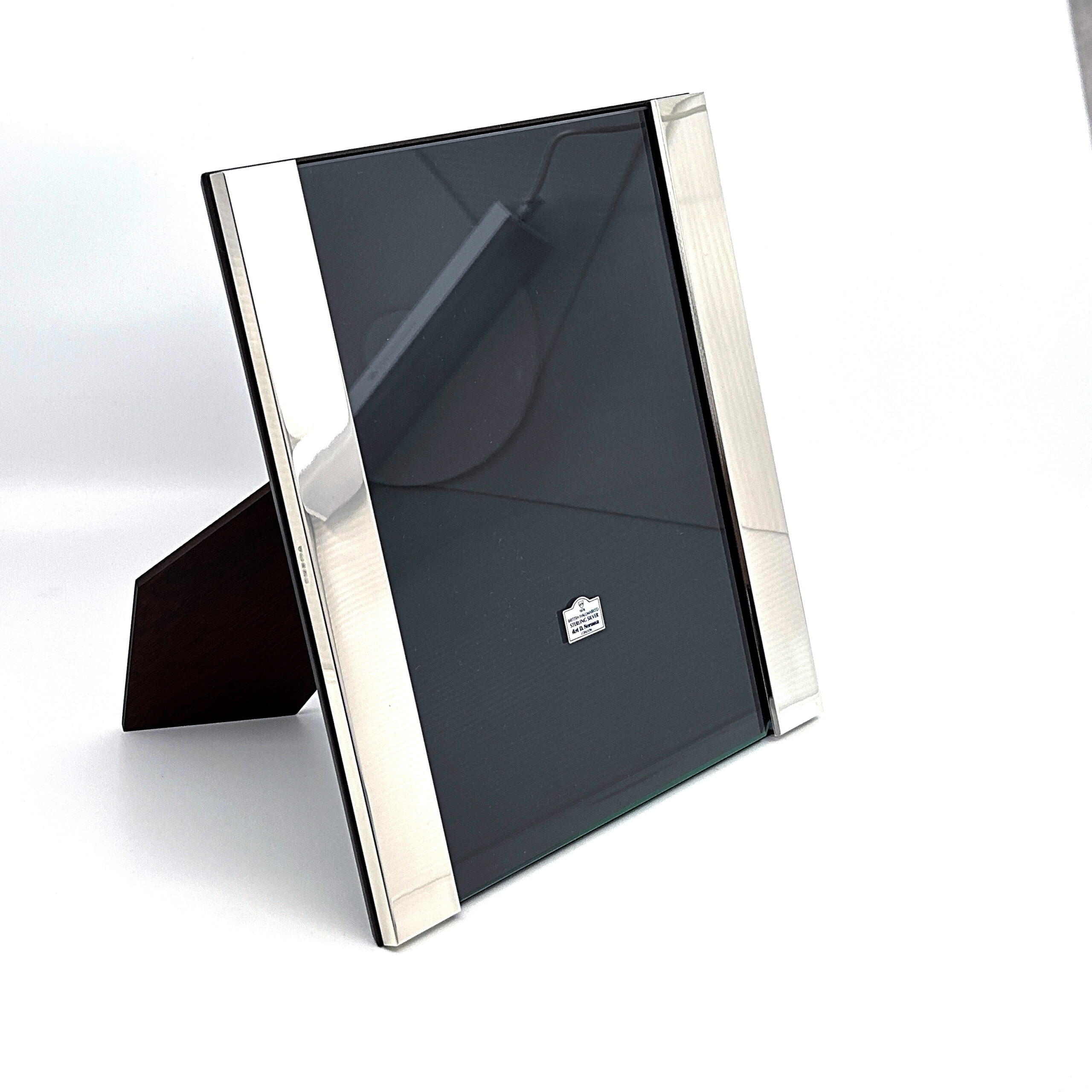 FR159 (5) Classic Open Border Photo Frame With Mahogany Wooden Back Finished In 925 English Hallmarked Sterling Silver