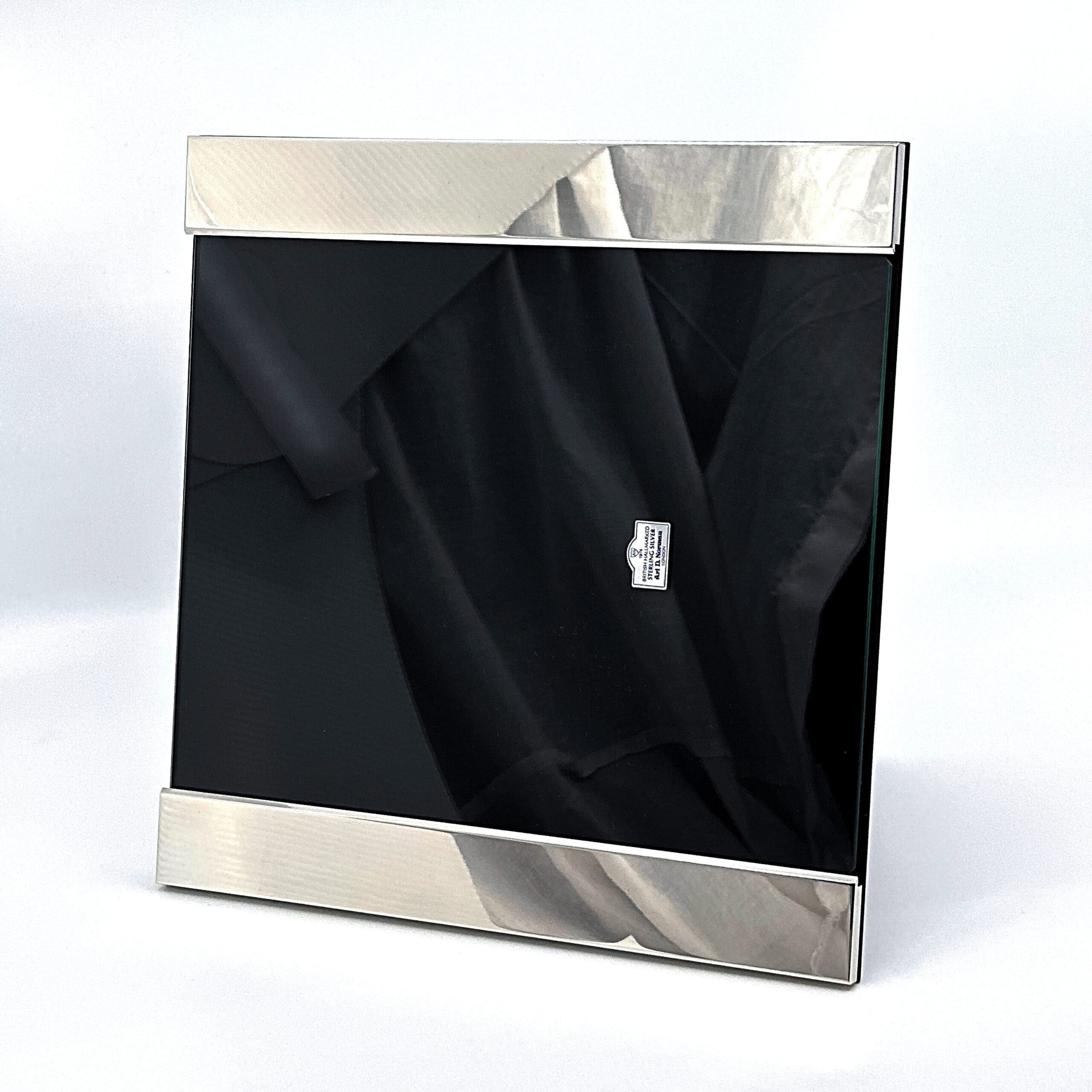 FR159 (4) Classic Open Border Photo Frame With Mahogany Wooden Back Finished In 925 English Hallmarked Sterling Silver