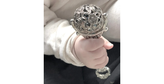 GT59 (6) Spinning Baby Rattle Victorian Style finished in 925 English Hallmarked Sterling Silver