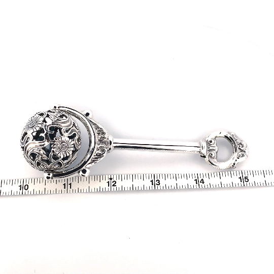 GT59 (2) Spinning Baby Rattle Victorian Style finished in 925 English Hallmarked Sterling Silver
