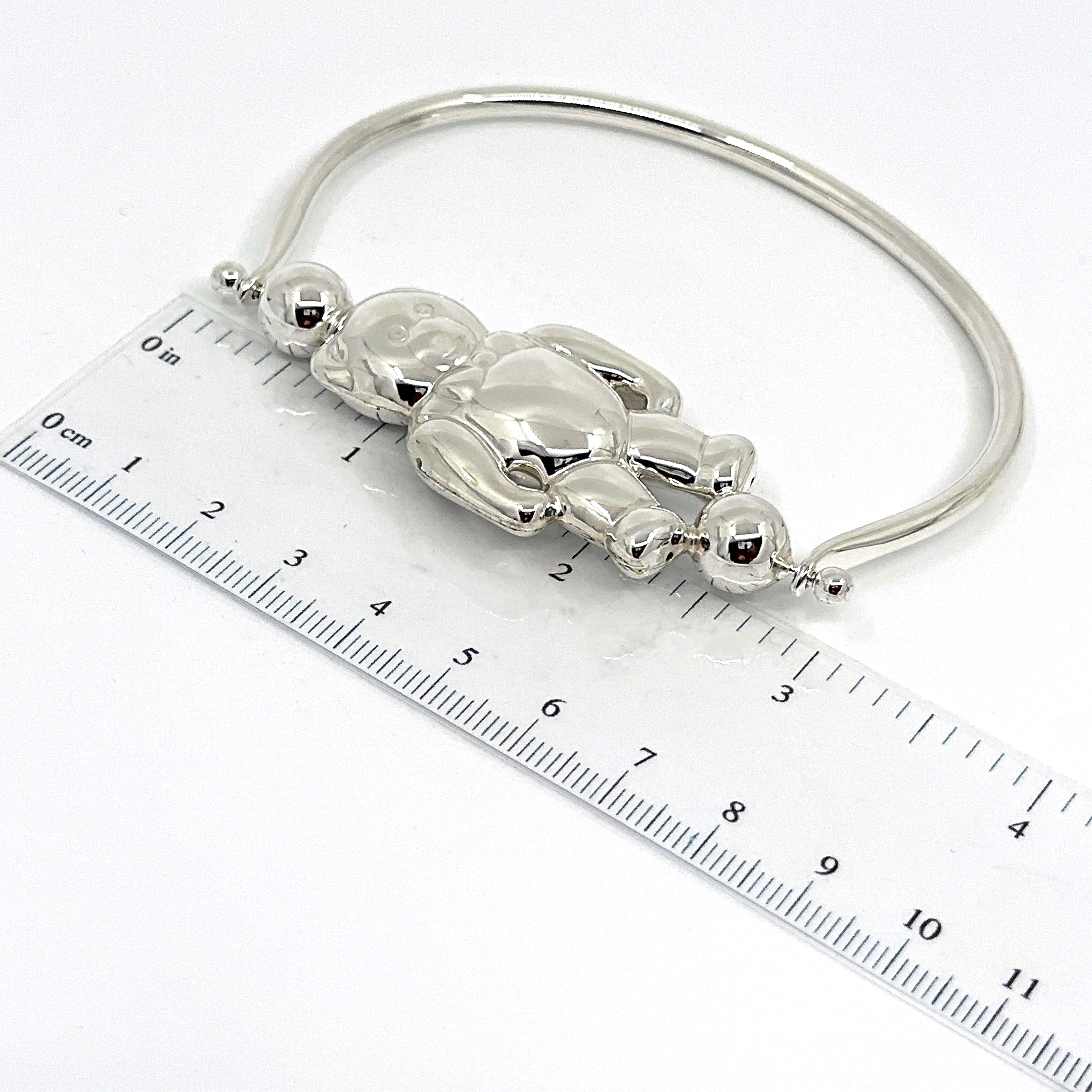 GT888 (8) Spinning Teddy Bear Baby Rattle Edwardian Style Finished In 925 English Hallmarked Sterling Silver