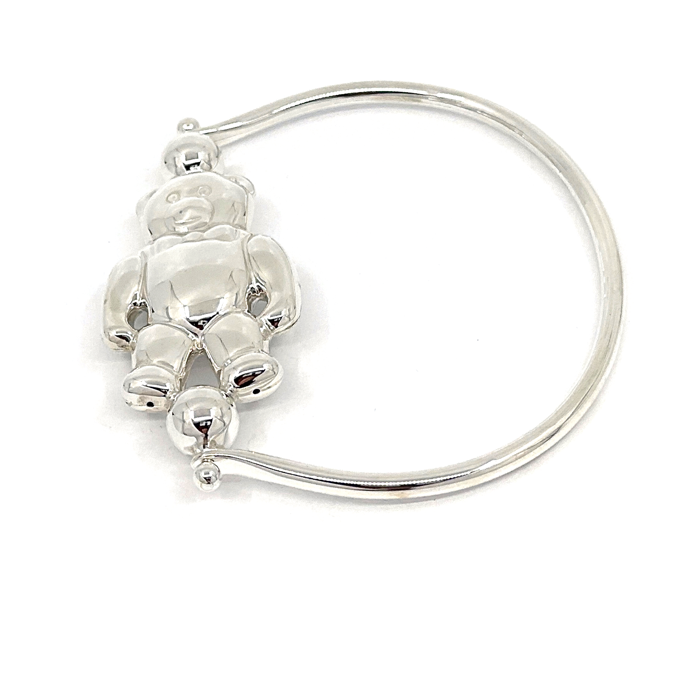GT888 (12) Spinning Teddy Bear Baby Rattle Edwardian Style Finished In 925 English Hallmarked Sterling Silver