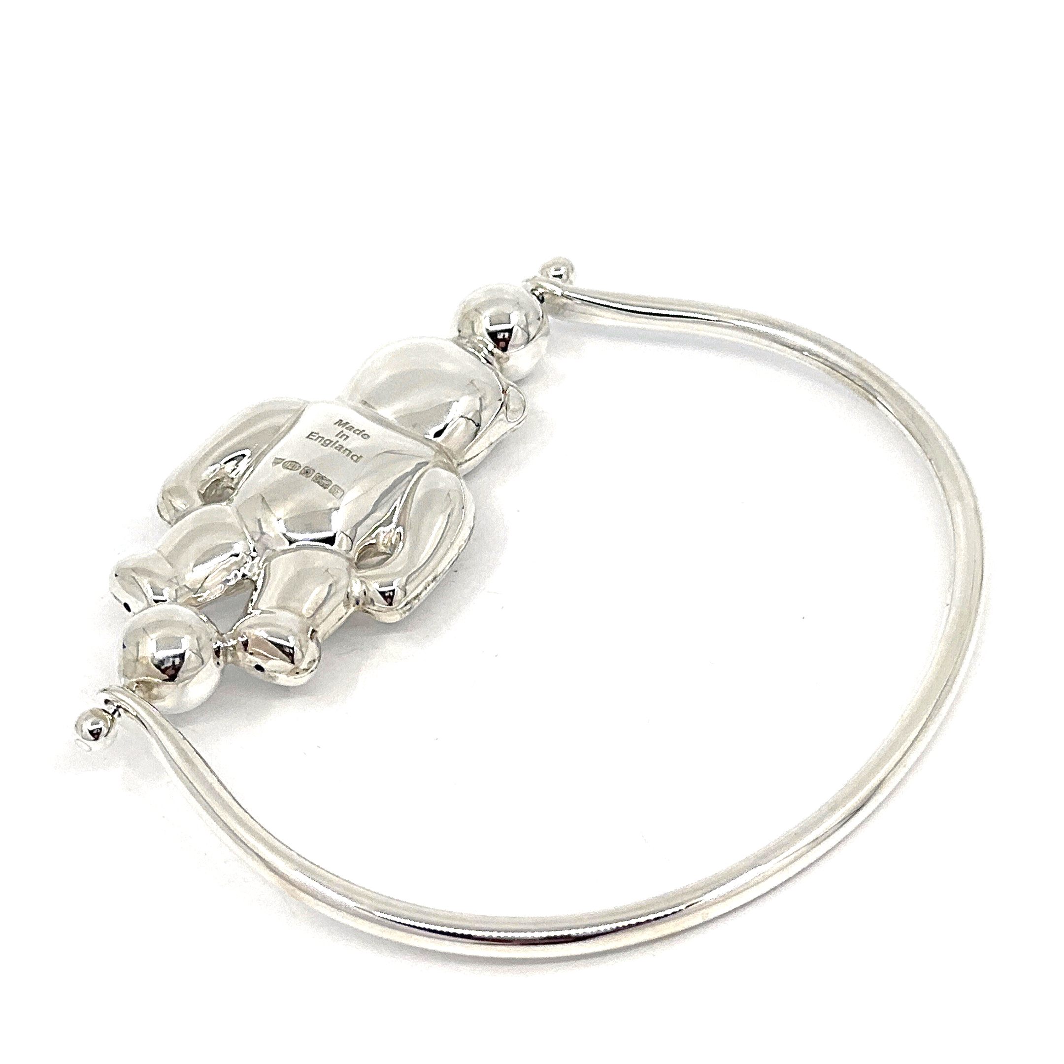 GT888 (13) Spinning Teddy Bear Baby Rattle Edwardian Style Finished In 925 English Hallmarked Sterling Silver