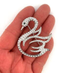 Swan Pin Brooch With Sparkling Czech Crystals | Rhodium Plated 4 Swan Pin Brooch With Sparkling Czech Crystals | Rhodium Plated