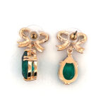 Teardrop Earrings Elizabethan Style Gold Plated Metal Alloy Set With Clear And Green Czech Crystals