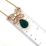 Teardrop Necklace Elizabethan Style Gold Plated Metal Alloy Set With Green And Clear Czech Crystals