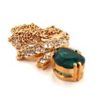 Teardrop Necklace Elizabethan Style Gold Plated Metal Alloy Set With Green And Clear Czech Crystals