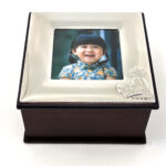 Teddy Bear Motif Photo Frame Keepsake Box with Mahogany Finish finished in 925 English Hallmarked Sterling Silver 8 Teddy Bear Motif Photo Frame Keepsake Box with Mahogany Finish finished in 925 English Hallmarked Sterling Silver