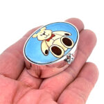 Teddy Bear Pill Box with Hand Painted Enamel, Finished In 925 English Hallmarked Sterling Silver 3 Teddy Bear Pill Box with Hand Painted Enamel, Finished In 925 English Hallmarked Sterling Silver