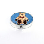 Teddy Bear Pill Box with Hand Painted Enamel, Finished In 925 English Hallmarked Sterling Silver 6 Teddy Bear Pill Box with Hand Painted Enamel, Finished In 925 English Hallmarked Sterling Silver
