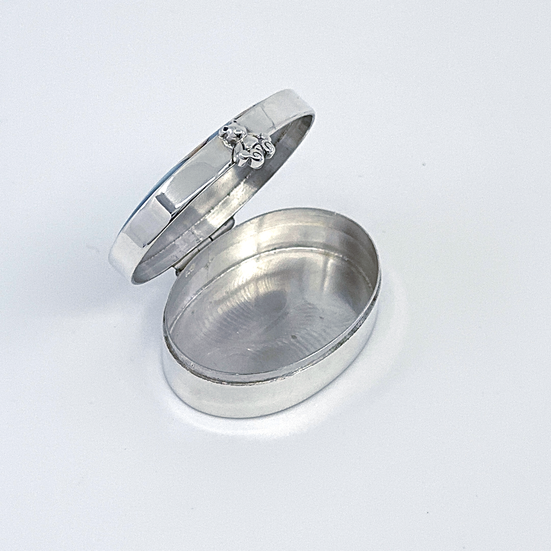 PB613 (5) Teddy Bear Pill Box with Hand Painted Enamel, Finished In 925 English Hallmarked Sterling Silver