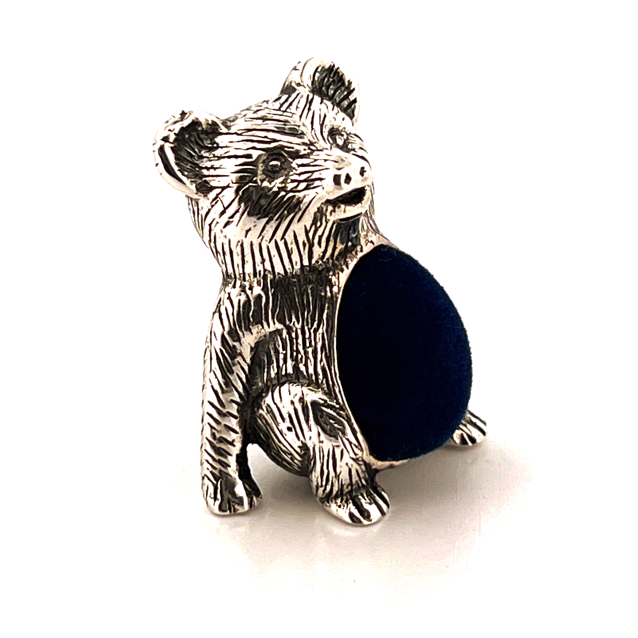 GT521 (3) Teddy Bear Pin Cushion Victorian Style finished in 925 English Hallmarked Sterling Silver
