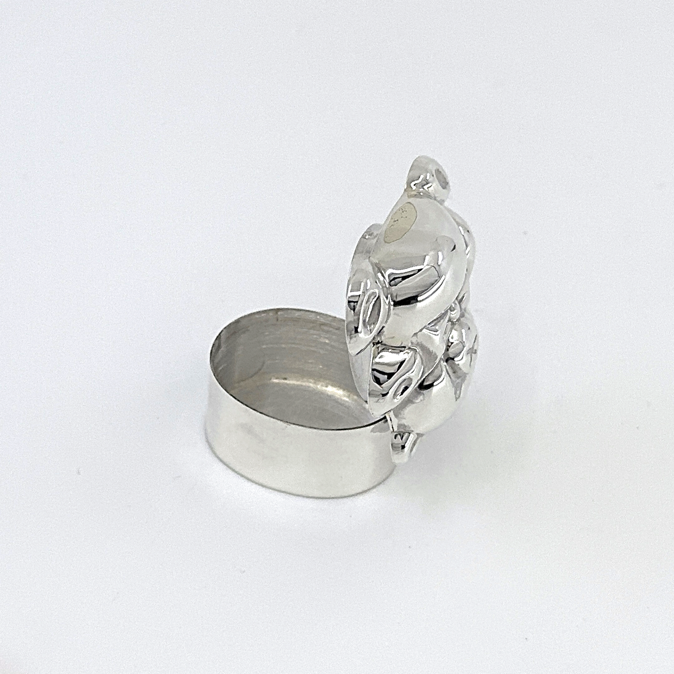 PB542 (9) Teddy Bear Shaped Pill Box, finished in 925 English Hallmarked Sterling Silver
