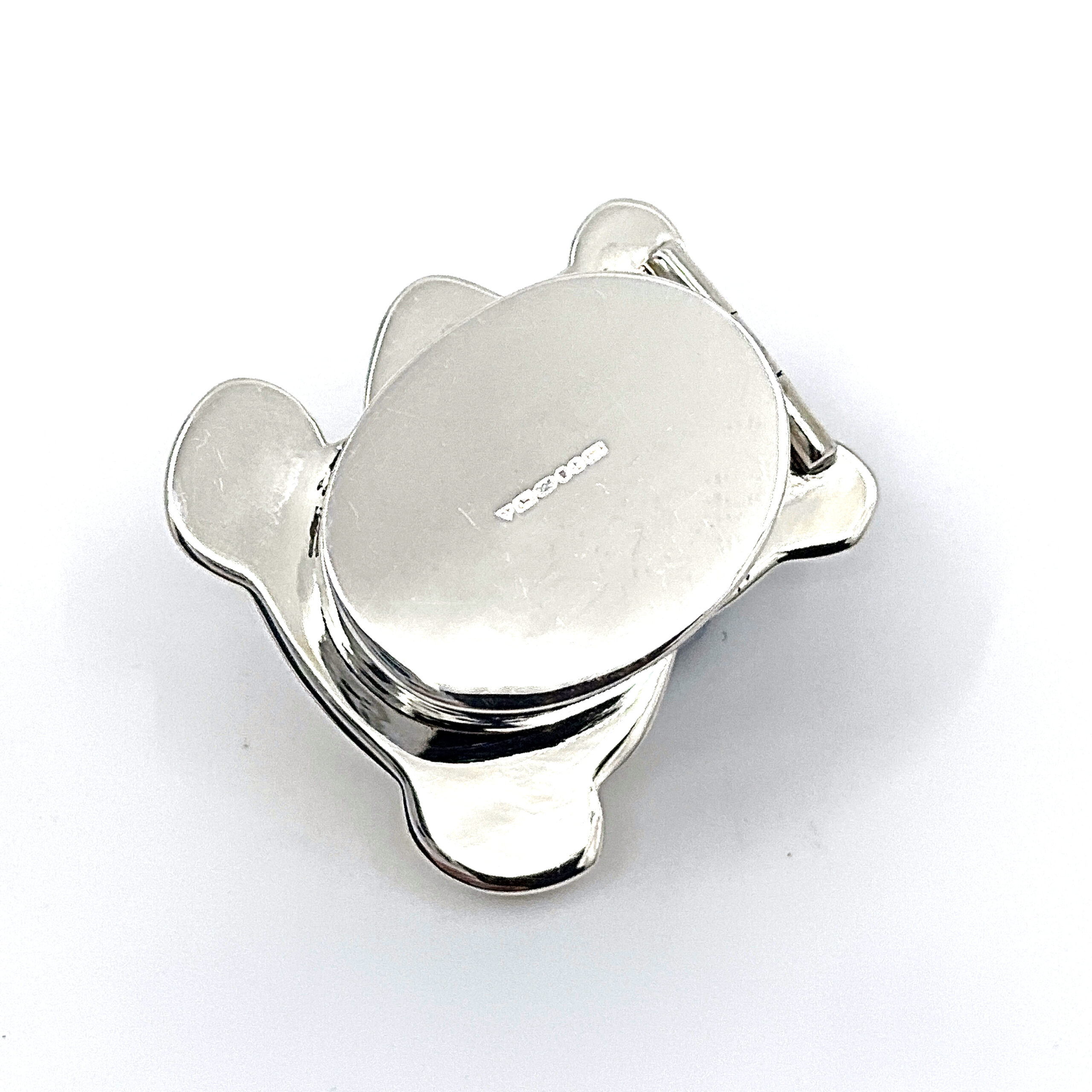 PB542 (10) Teddy Bear Shaped Pill Box, finished in 925 English Hallmarked Sterling Silver