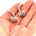 Teddy Bear Torpedo Cufflinks With Moving Arms And Legs In 925 English Hallmarked Sterling Silver