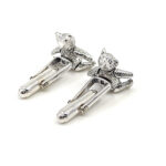 Teddy Bear Torpedo Cufflinks With Moving Arms And Legs In 925 English Hallmarked Sterling Silver