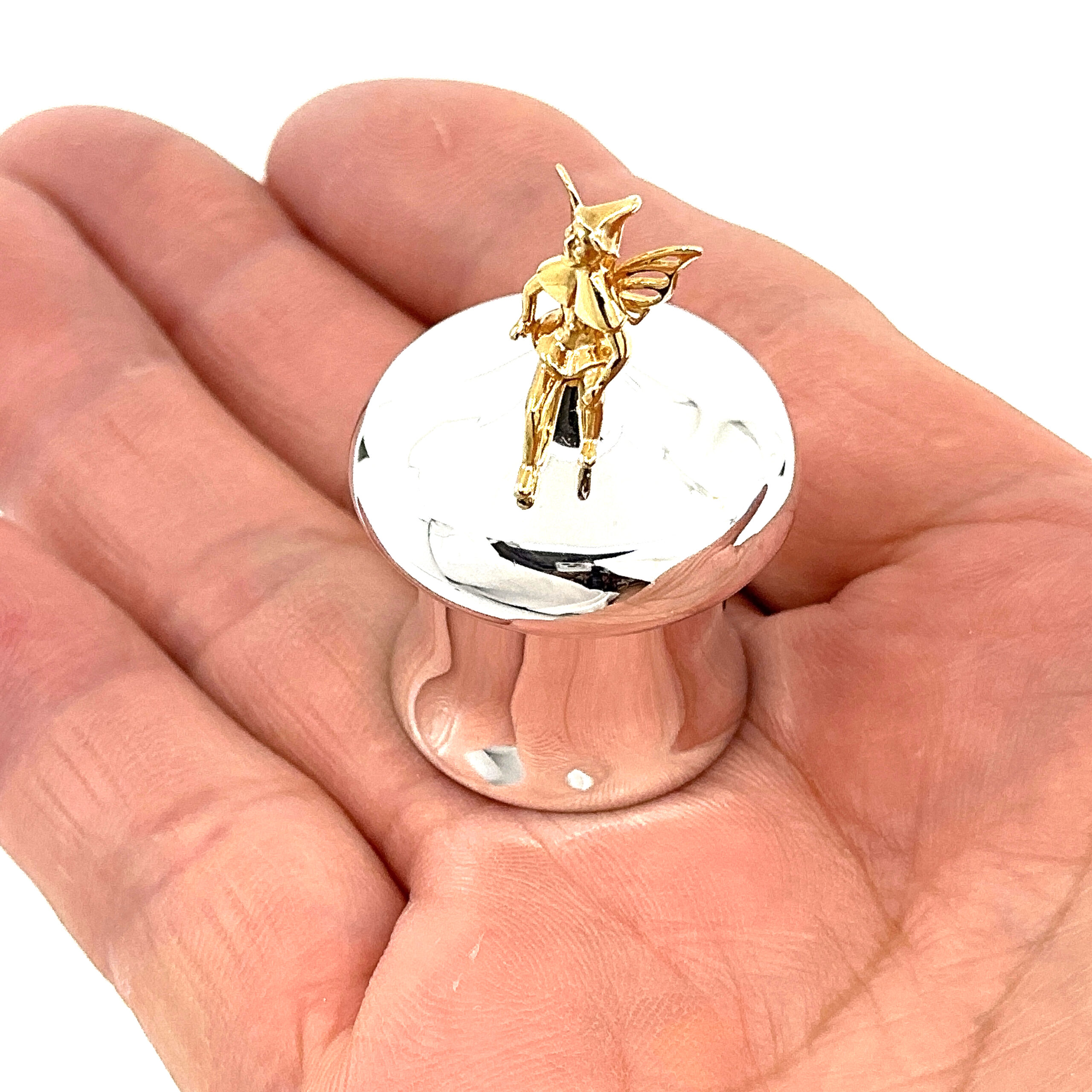 GT792 (9) Tooth Fairy Box Victorian Style 925 Sterling Silver English Hallmarks with Gold Plated Fairy Ari D Norman