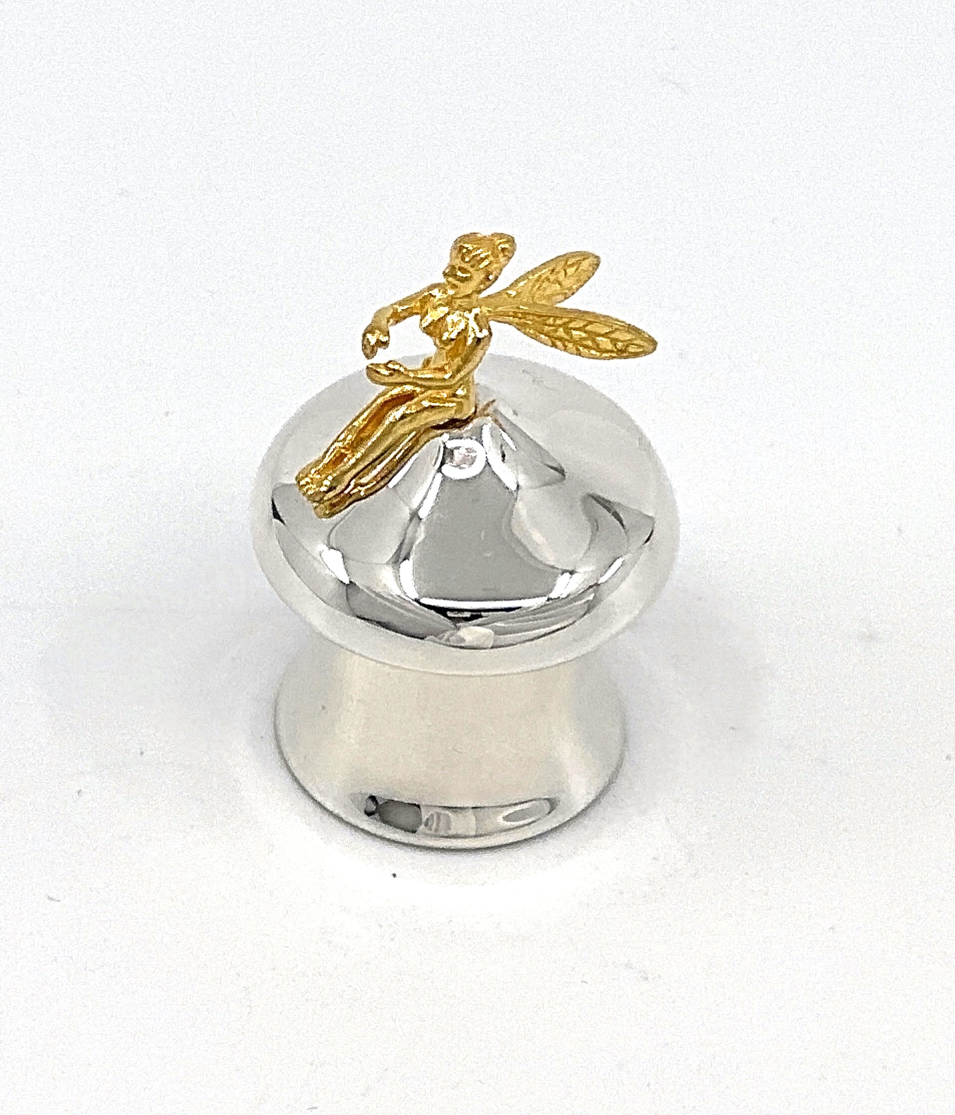 GT2294 (1) Tooth Fairy Box With Gold Plated Fairy Detail Finished In 925 English Hallmarked Sterling Silver