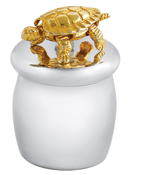 GT2242-Sterling-Silver-Tooth-Fairy-Box-with-Gold-Plated-Moving-Turtle Tooth Fairy Box With Gold Plated Moving Turtle Finished In 925 English Hallmarked Sterling Silver