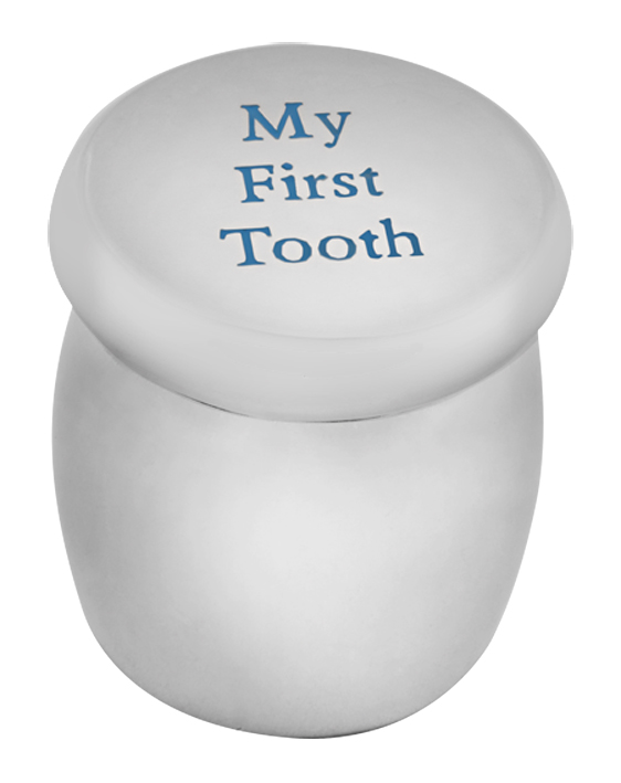 GT2260 Tooth Fairy Box With My First Tooth Engraving And Blue Enamel Finished In 925 English Hallmarked Sterling Silver