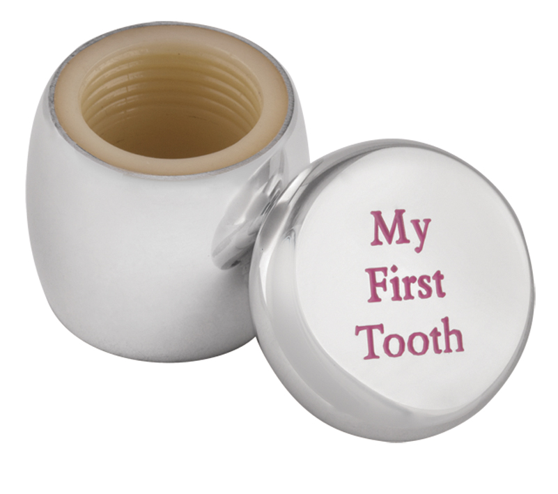 GT2261 Tooth Fairy Box With My First Tooth Engraving And Pink Enamel Finished In 925 English Hallmarked Sterling Silver
