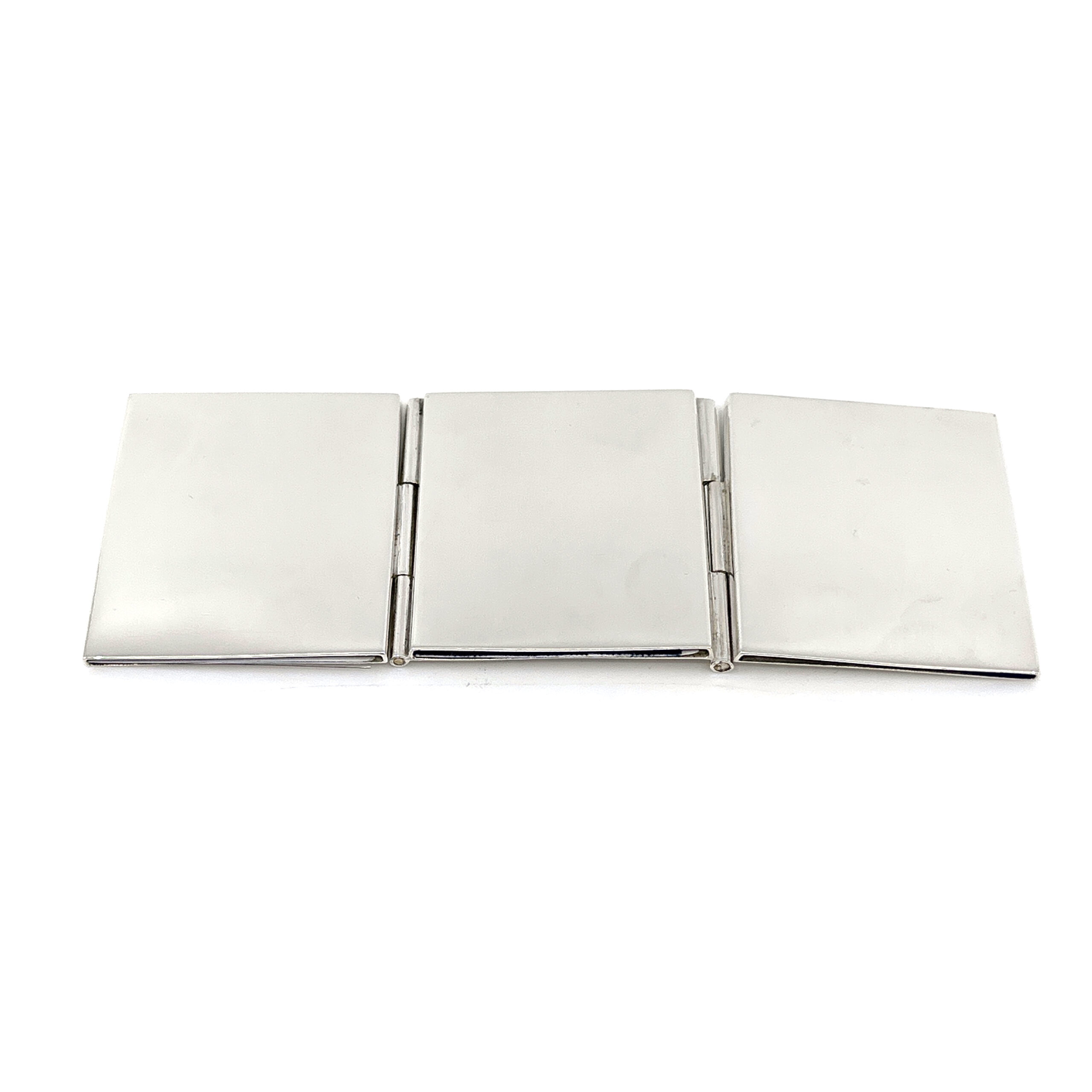 GT142 (12) Triple Oval Folding Travel Photo Frame Finished In 925 English Hallmarked Sterling Silver