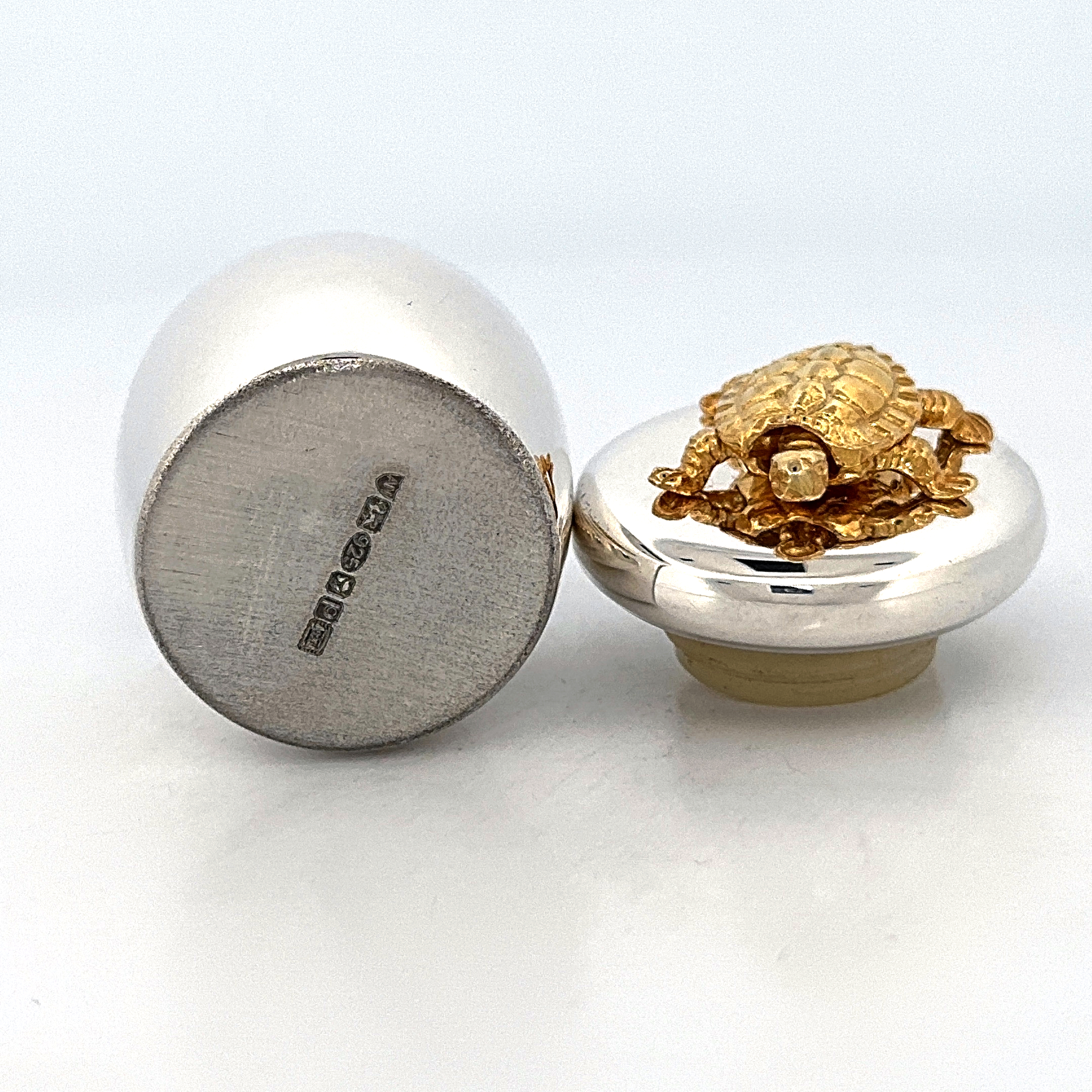 GT2242 (5) Tooth Fairy Box With Gold Plated Moving Turtle Finished In 925 English Hallmarked Sterling Silver