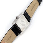 Rectangular Watch With Mother Of Pearl Dial And Black Diamond Set Winder Finished In 925 English Hallmarked Sterling Silver