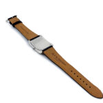 Rectangular Watch With Black Leather Strap and Black Onyx Winder Finished In 925 English Hallmarked Sterling Silver