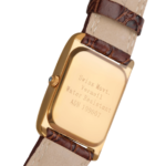 Rectangular Watch With Brown Leather Strap And Blue Sapphire Winder Finished In 925 English Hallmarked Sterling Silver 4 Rectangular Watch With Brown Leather Strap And Blue Sapphire Winder Finished In 925 English Hallmarked Sterling Silver
