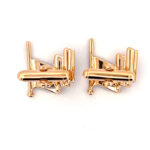 USA Flag Cufflinks Gold Plated Metal Alloy Set With Enamel