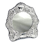 Victorian Style Table Mirror With Embossed Floral Decoration Finished In 925 English Hallmarked Sterling Silver