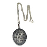 Woven Hatch Design Oval Pendant On Rope Chain, Finished In 925 English Hallmarked Sterling Silver 4 Woven Hatch Design Oval Pendant On Rope Chain, Finished In 925 English Hallmarked Sterling Silver