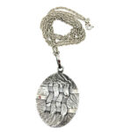 Woven Hatch Design Oval Pendant On Rope Chain, Finished In 925 English Hallmarked Sterling Silver 5 Woven Hatch Design Oval Pendant On Rope Chain, Finished In 925 English Hallmarked Sterling Silver