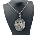 Woven Hatch Design Oval Pendant On Rope Chain, Finished In 925 English Hallmarked Sterling Silver 1 Woven Hatch Design Oval Pendant On Rope Chain, Finished In 925 English Hallmarked Sterling Silver