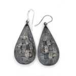 Woven Hatch Design Teardrop Earrings Finished In 925 English Hallmarked Sterling Silver