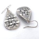 Woven Hatch Design Teardrop Earrings Finished In 925 English Hallmarked Sterling Silver