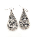 Woven Hatch Design Teardrop Earrings Finished In 925 English Hallmarked Sterling Silver