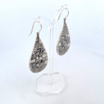 Woven Hatch Design Teardrop Earrings Finished In 925 English Hallmarked Sterling Silver